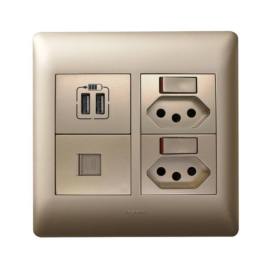 Legrand Ysalis Network Slimline USB Type-A Combo Socket 4 x 4