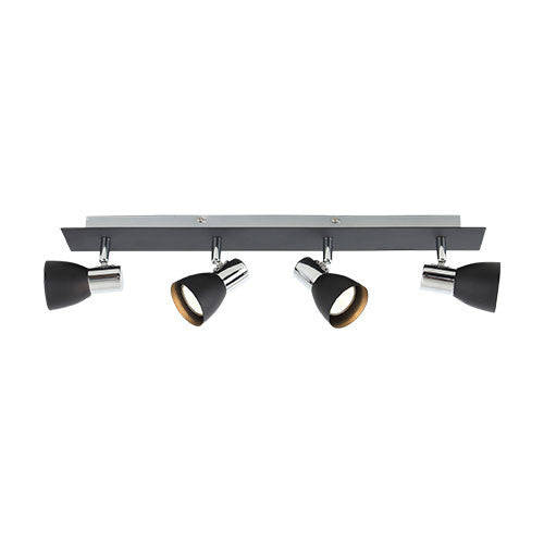 Bright Star Polished Chrome & Matt Black 4 Light Spotlight