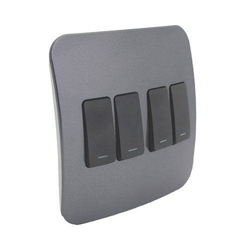 VETi 1 4 Lever 1-Way Light Switch 4 x 4 - Black Modules