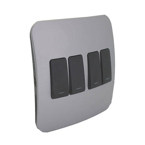VETi 1 4 Lever 1-Way Light Switch 4 x 4 - Black Modules