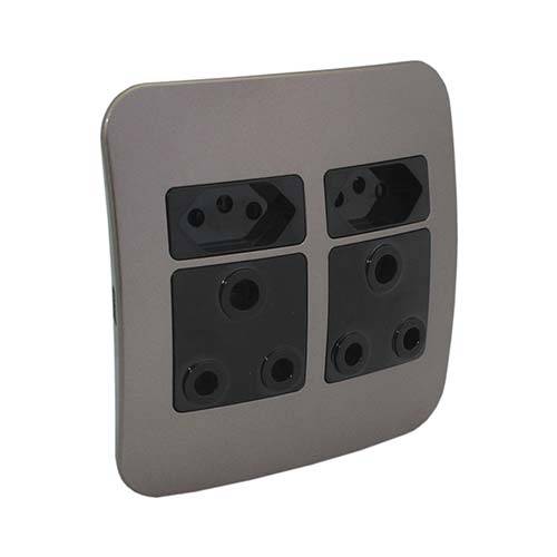 VETi 1 Double Combo Socket 4 x 4 - Black Modules