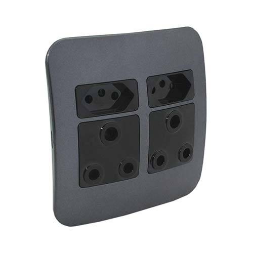VETi 1 Double Combo Socket 4 x 4 - Black Modules