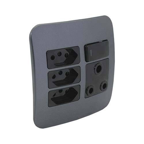 VETi 1 Slimline Combo Socket 4 x 4 - Black Modules