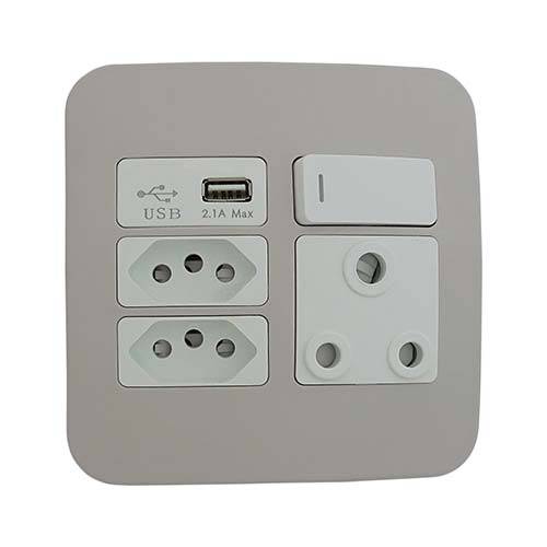 VETi 1 RSA USB Combo Socket 4 x 4 - White Modules
