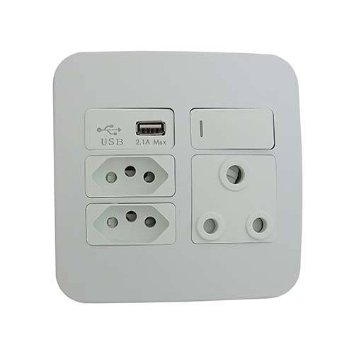 VETi 1 RSA USB Combo Socket 4 x 4 - White Modules