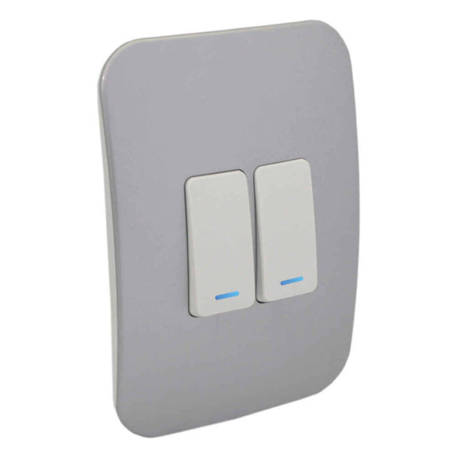 VETi 1 2 Lever 1-Way Light Switch with Locator 4 x 2 - White Modules