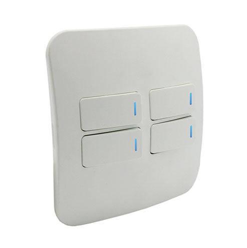 VETi 1 4 Lever 1-Way Horizontal Light Switch with Locator 4 x 4 - White Modules