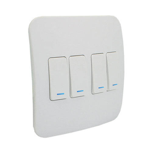 VETi 1 4 Lever 1-Way Light Switch with Locator 4 x 4 - White Modules
