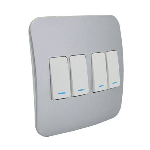 VETi 1 4 Lever 1-Way Light Switch with Locator 4 x 4 - White Modules