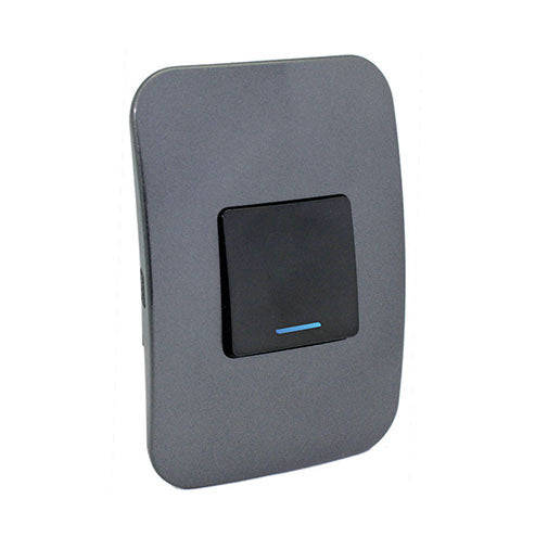VETi 1 1 Lever 1-Way Wide Light Switch with Locator 4 x 2 - Black Module