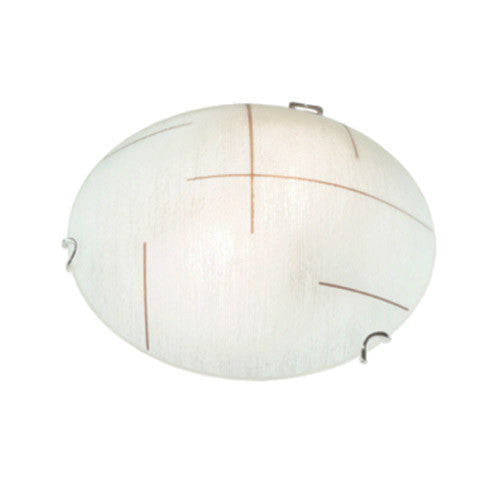 Bright Star Frosted Patterned Glass with Polished Chrome Clips and Simple Line pattern Ceiling Li...