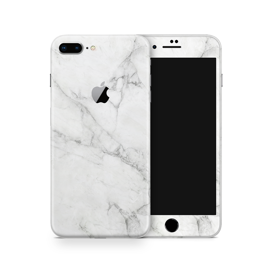 SkinNit Decal Sticker Skin Apple iPhone 8 Plus Marble White (Decal Skin)