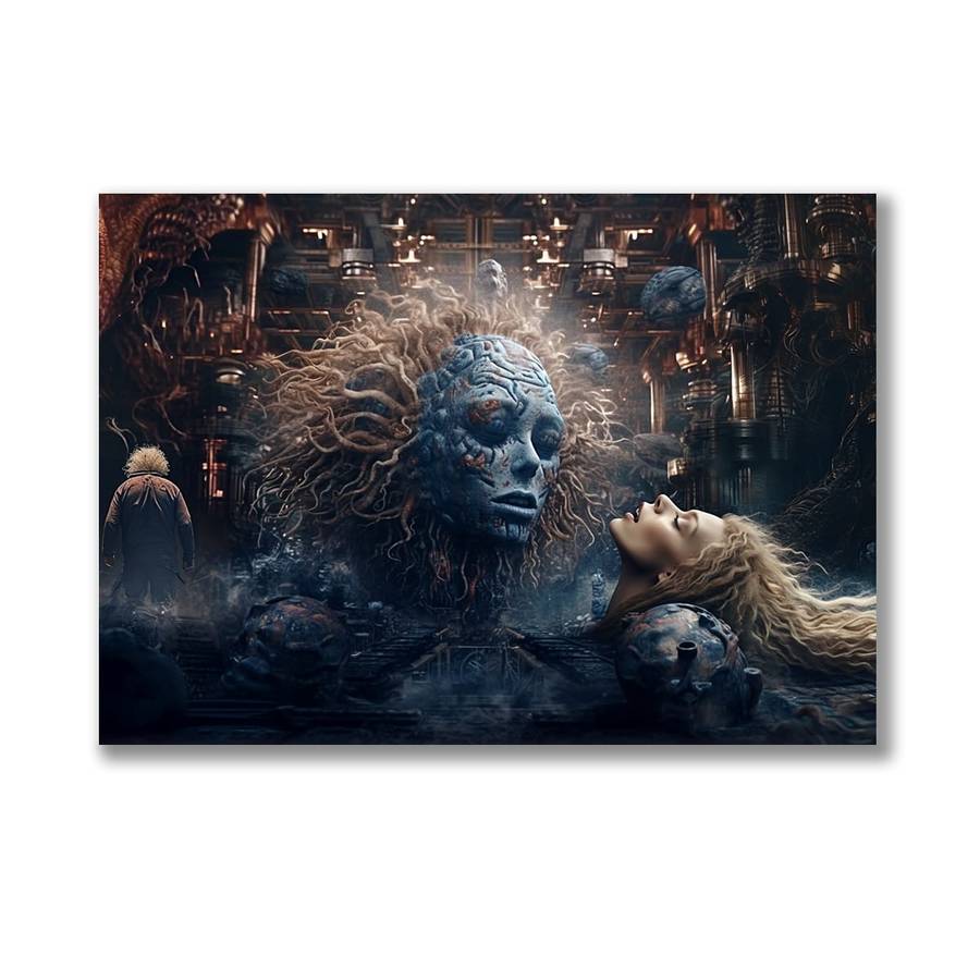 Canvas Wall Art: Cybernetic Dreamscape - Sci-Fi Canvas Print