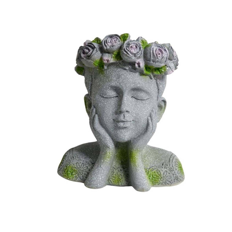 Grey And Green Girl Flower Crown Planter