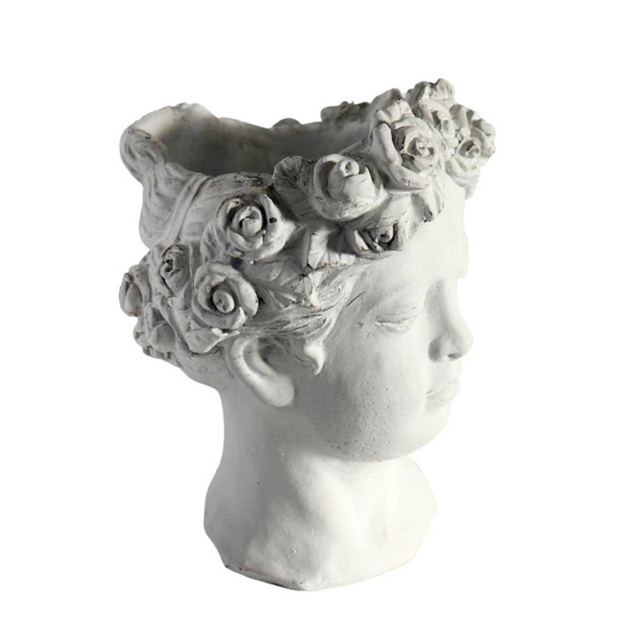 Large White Flower Crown Bust Planter