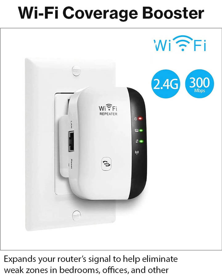 Wireless Wi-Fi Range Extender 2.4GHz 300Mbps Repeater with Ethernet Port EU Plug 802.11b/g/n Sign...