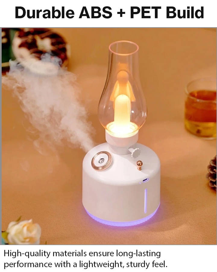 Ultrasonic Air Humidifier with Night Lamp, Aromatherapy, 280 ml Tank, USB-C Rechargeable 1200 mAh...