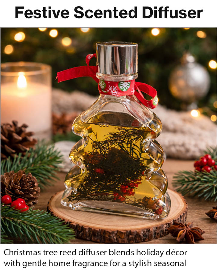 Christmas Tree Reed Diffuser Gift Set  5 Reed Sticks, Decorative Home Aroma Diffuser 8×4.5×15cm
