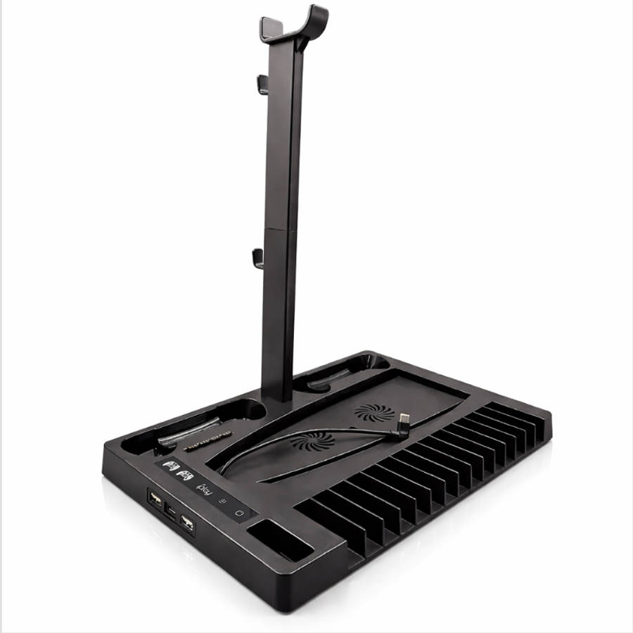 Cooling Stand with Dual Controller Charging Dock, Game Disc Storage for 15 Discs, Headset Holder,...
