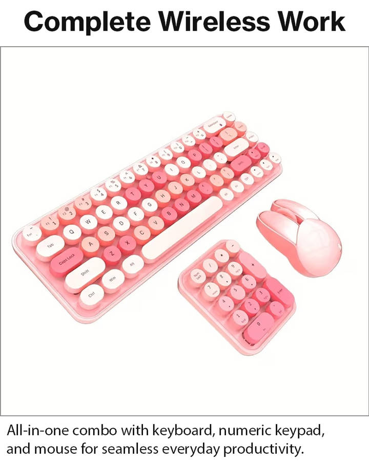 3-in-1 2.4GHz Wireless Keyboard, Numeric Keypad & Mouse Combo,Plug & Play, Battery Powered