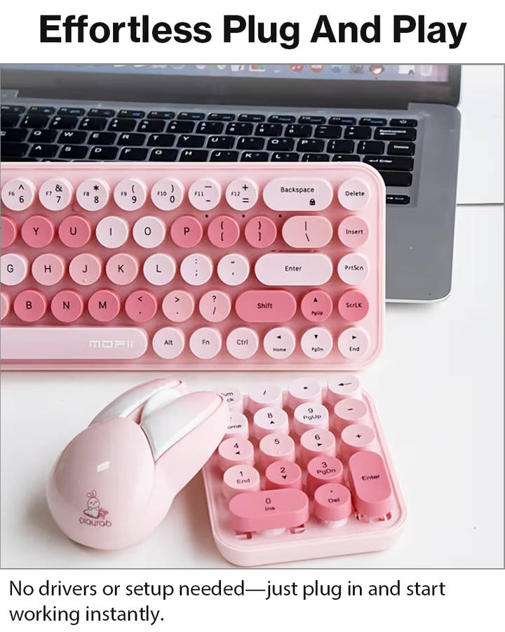 3-in-1 2.4GHz Wireless Keyboard, Numeric Keypad & Mouse Combo,Plug & Play, Battery Powered