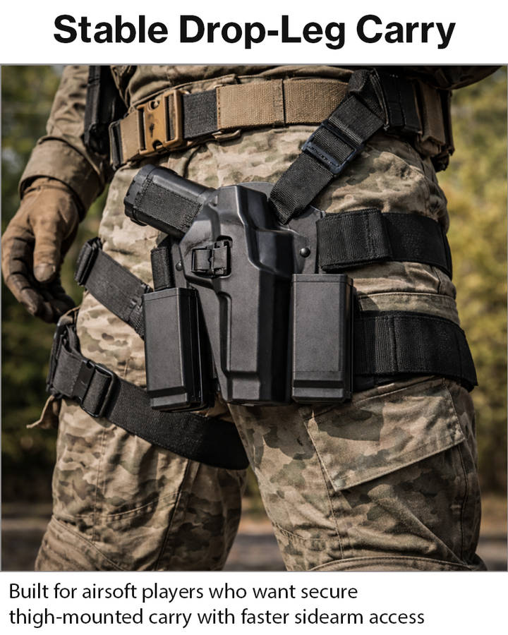 Tactical Drop Leg Airsoft Holster Set with Magazine Pouch, Adjustable Thigh Platform, ABS Quick-D...