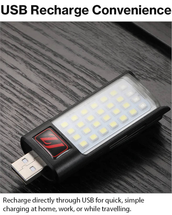 Portable USB Rechargeable LED Flashlight with Digital Battery Display, Red Warning Light & Clip-O...