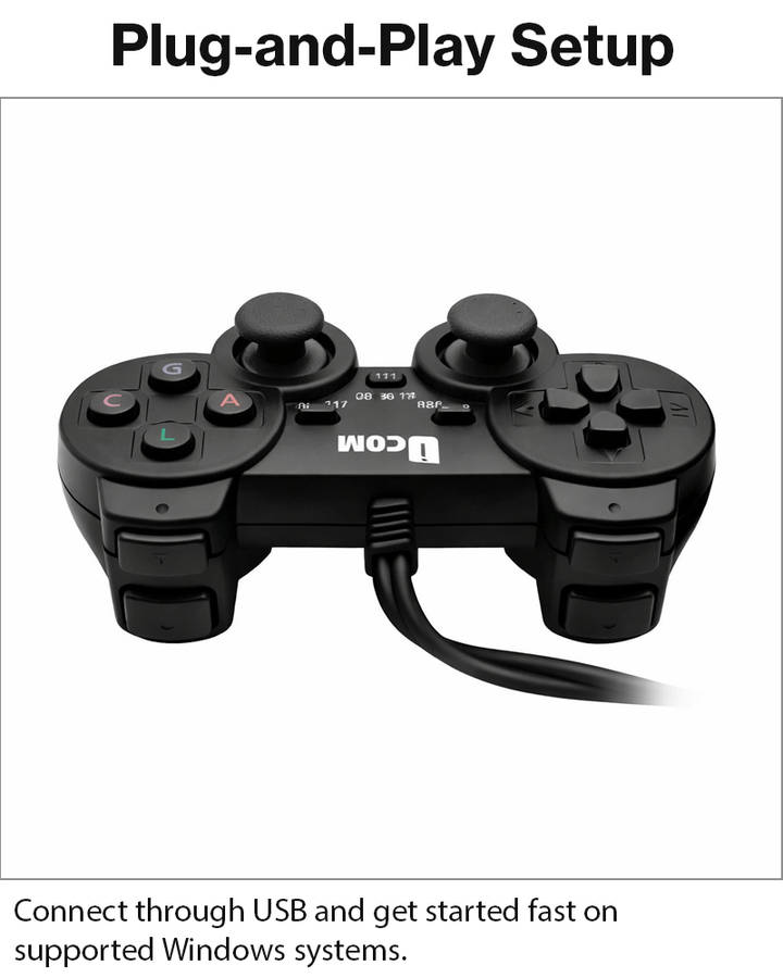 USB Wired Game Controller with Dual Vibration Motors, Plug & Play PC Gamepad, DirectX Support for...