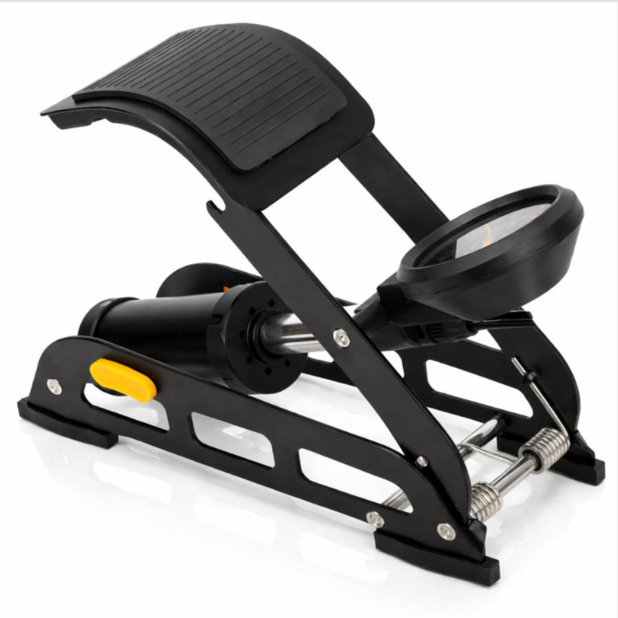 Foot Pump with Gauge  High-Pressure Steel Frame Pedal Inflator  Multi-Valve Compatibility