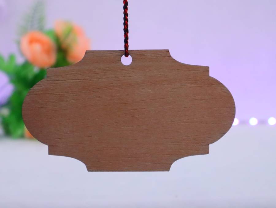 Laser Cut Wood Hanging Plaque Board Tag For Ornaments Tree Decorations76mm high