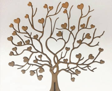 Cute heart tree - for wedding tables or jewellery - 300mm high - 3mm mdf