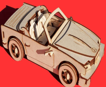 3D wooden 3mm Convertable car  model  - puzzle - 150 x 300mm