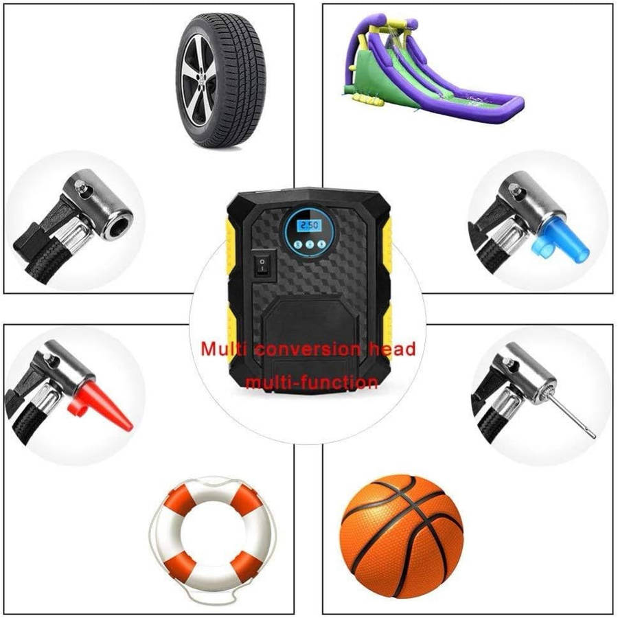YY-3609 Digital Tire Inflator 12V DC, Portable Air Compressor Pump for Car Tire, Auto Tire Pump w...