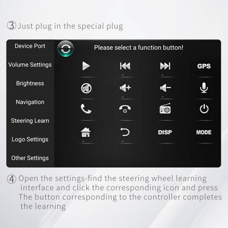 DQX-999A Multifunctional Steering Wheel Button Controller Car DVD Screen Wireless Remote Control,...
