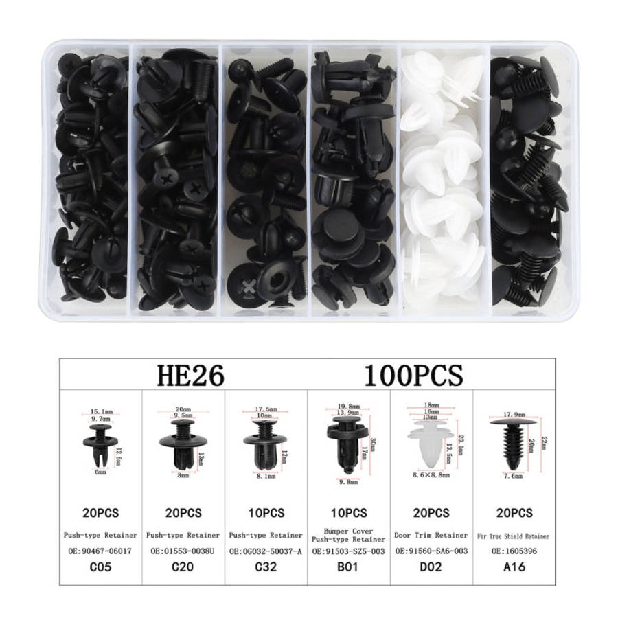 100 in 1 Universal Car Plastic Fasteners Rivet Clips Set, 100 PCS