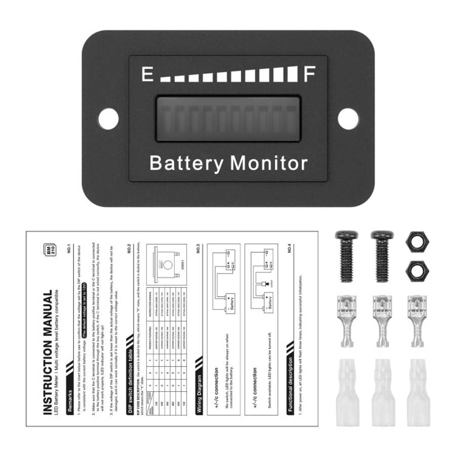 BM210 Electric Vehicles / Golf Carts LED Battery Indicator Adjustable Voltage 12V-72V, BM210