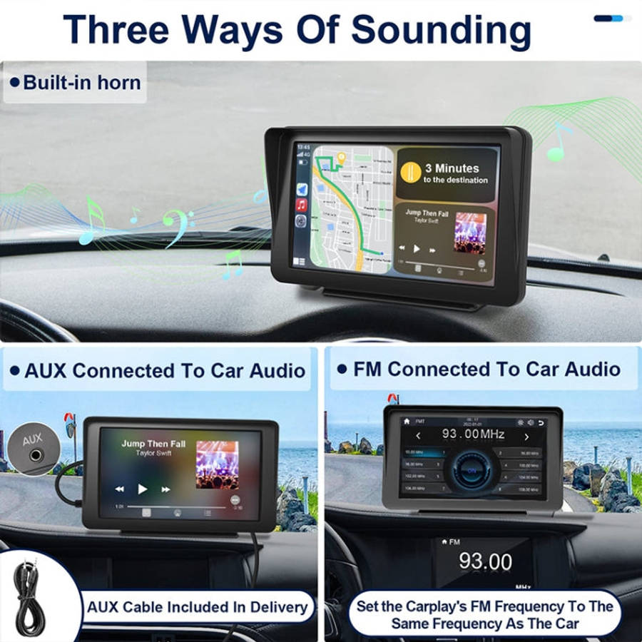 P701S 7 inch Portable Touch Display Wireless Car Navigator Smart CarPlay Bluetooth Reversing Imag...