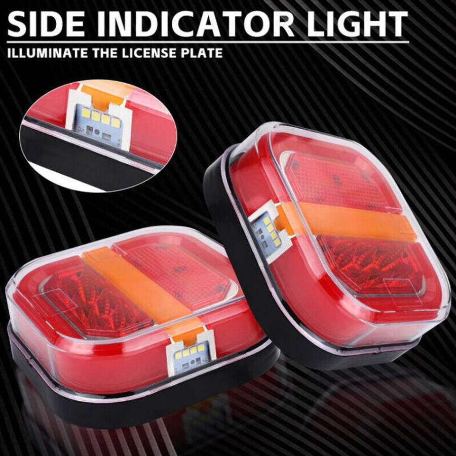 2pcs 12-24V 28LEDs Square Trailer Taillight, 12-24V