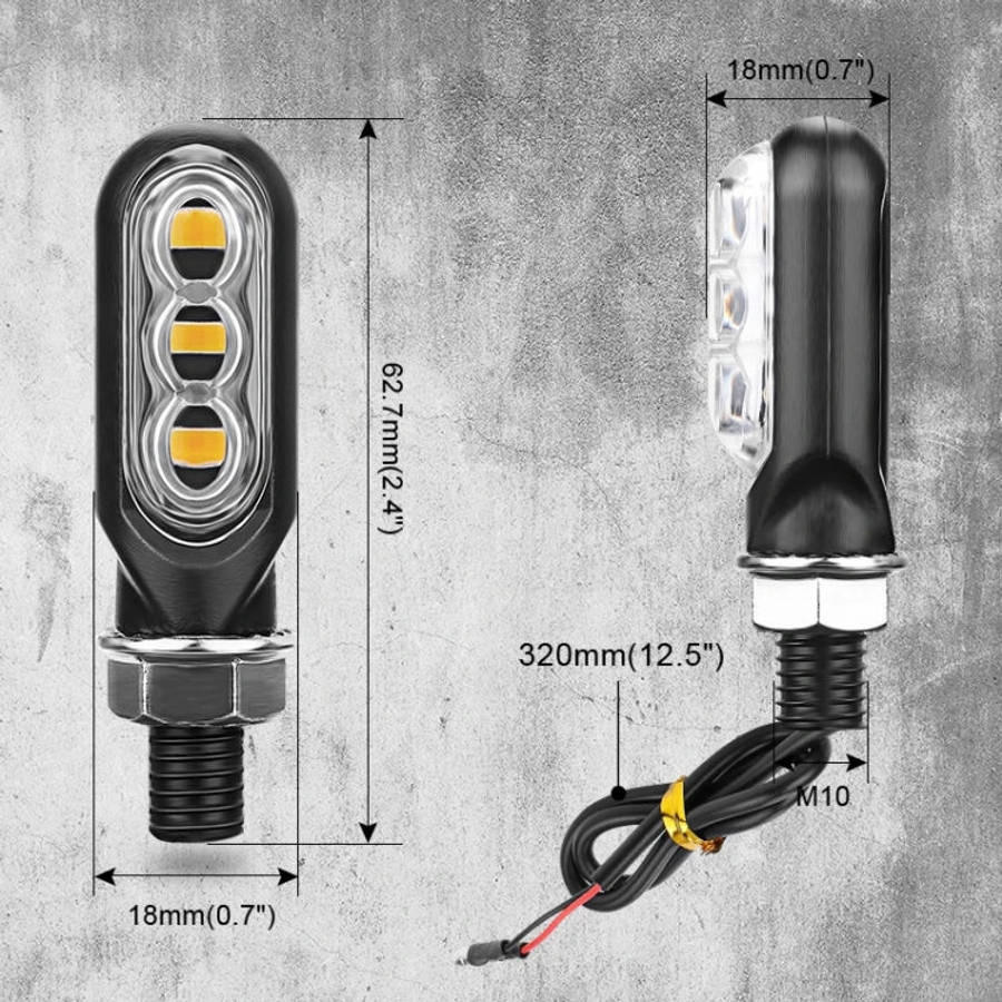 2pcs 12V 3LEDs Motorcycle Mini Water Turn Signal Light, 3LEDs (Black), 3LEDs (Transparent), 3LEDs...
