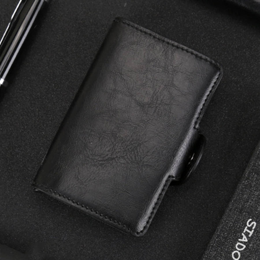 X-7 Antimagnetic RFID  Multi-functional Aluminum Crazy Horse Texture Leather Card Bag Wallet