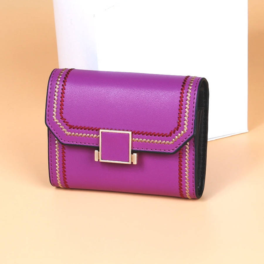 KB190 Cover Type Snap Button Cowhide Leather Organ Shape Multiple Card Slots Anti-magnetic RFID W...