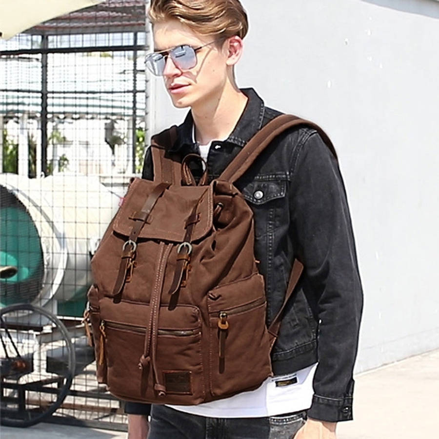 AUGUR 1039 Men Retro Canvas Backpack Shoulders Laptop Bag, 1039