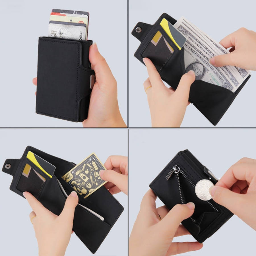 CH0727-1 RFID Carbon Fiber Zipper Multifunctional Card Package