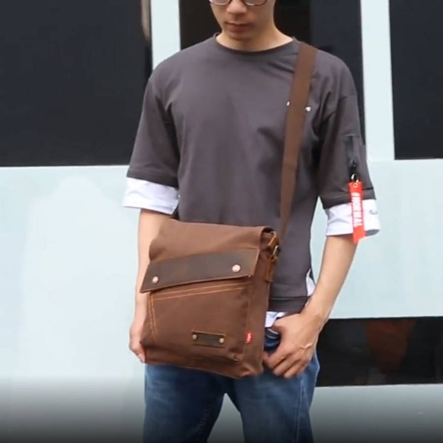 AUGUR 9088 Retro Vertical Style Canvas Shoulder Messenger Crossby Bag
