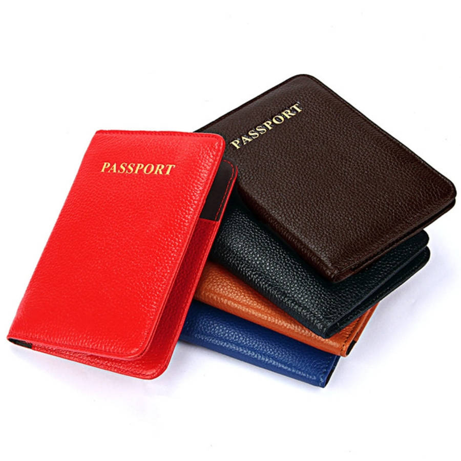 Litchi Texture Multifunctional Genuine Leather Passport Package for travel