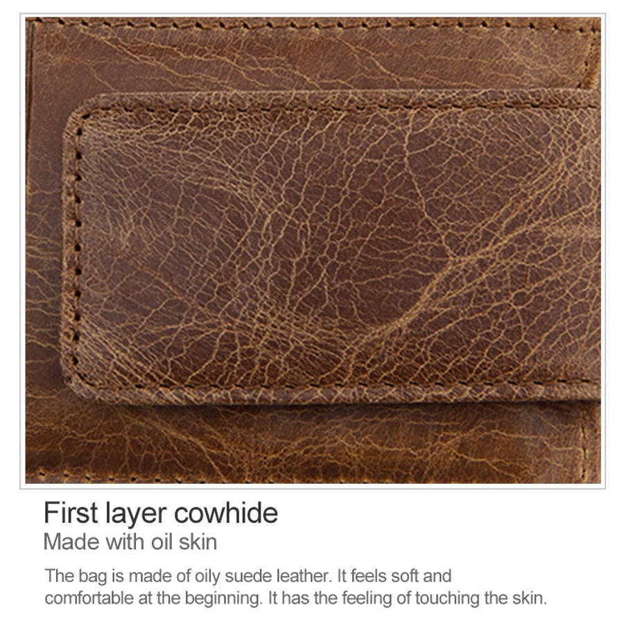 KB80 Antimagnetic RFID Crazy Horse Texture Oil Wax Leather Card Holder Wallet Billfold for Men an...