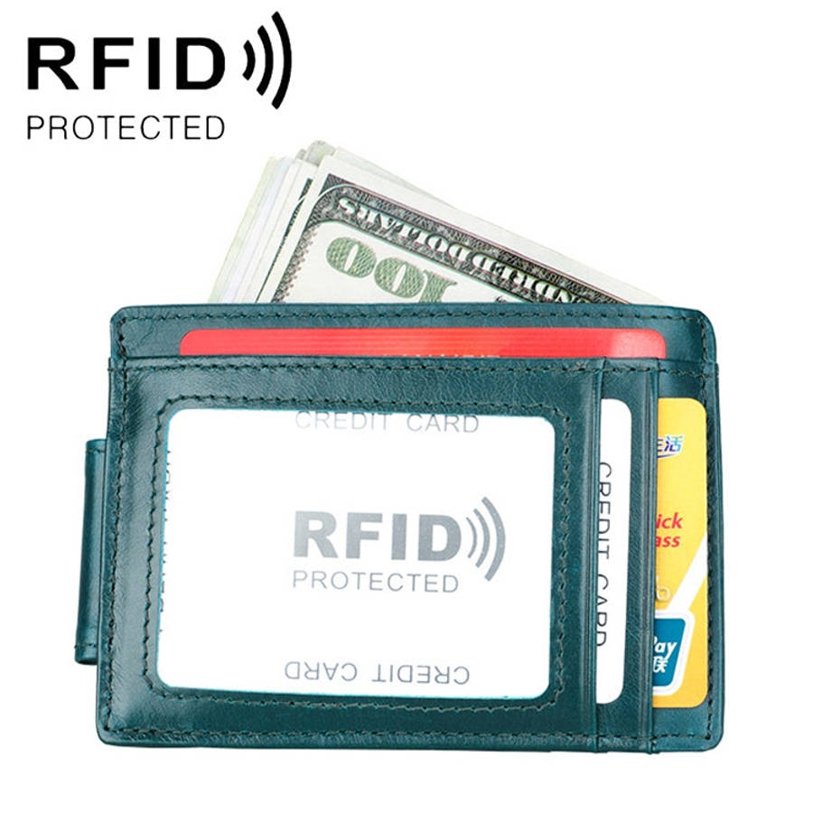 KB80 Antimagnetic RFID Crazy Horse Texture Oil Wax Leather Card Holder Wallet Billfold for Men an...