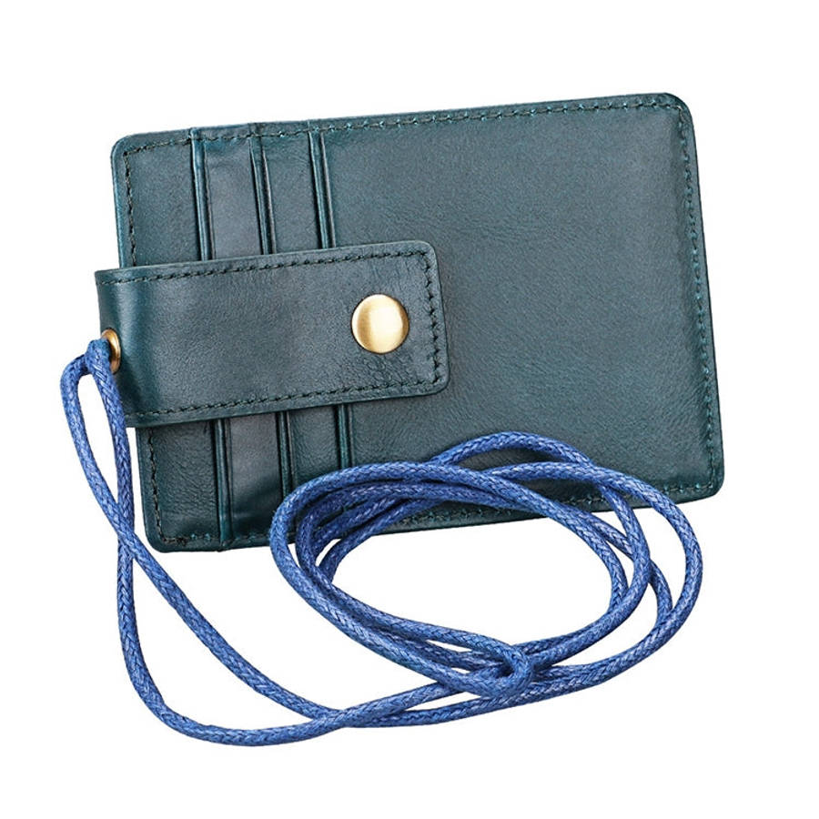 KB153 Antimagnetic RFID Leather Card Holder ID Card Badge with Lanyard