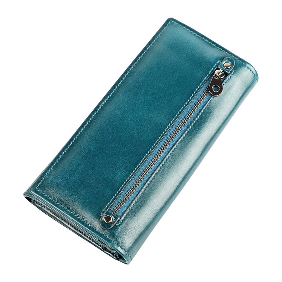 3559 Antimagnetic RFID Multi-function Zipper Retro Top-grain Leather Lady Purse Wallet