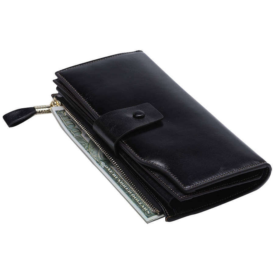 8236 Antimagnetic RFID Multi-function Oil Wax Leather Lady Wallet Large-capacity Purse